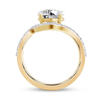 10kt Yellow Gold Aria Crest Half Pave Lab Diamond Ring side right image one