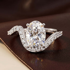 9ct White Gold Aria Crest Half Pave Lab Diamond Ring color product image two