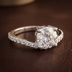 2.41 ct. cushion Pave Crest Lab Diamond Ring in platinum color product image one