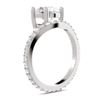 1.35 ct. cushion Pave Crest Lab Diamond Ring in 10kt white gold standing product image one