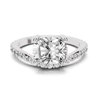 1.35 ct. cushion Pave Crest Lab Diamond Ring in 10kt white gold front image