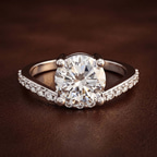 9ct Yellow Gold Half Pave Crest Lab Diamond Ring color product image one