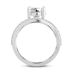 2.81 ct. pear Half Pave Crest Lab Diamond Ring in platinum side right image one