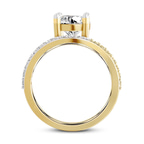9ct Yellow Gold Half Pave Crest Lab Diamond Ring side right image one