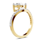9ct Yellow Gold Half Pave Crest Lab Diamond Ring standing product image one