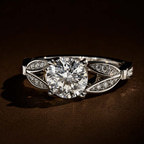 Platinum Nova Split Shank Vintage Lab Diamond Ring color product image one