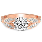9ct Rose Gold Nova Split Shank Vintage Lab Diamond Ring front image