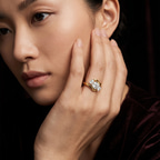 9ct Yellow Gold Three Stone Crest Lab Diamond Ring model image
