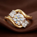 10kt Rose Gold Three Stone Crest Lab Diamond Ring color product image one