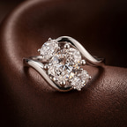 2.06 ct. oval Three Stone Crest Lab Diamond Ring in 10kt white gold color product image two