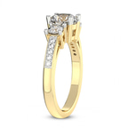2.82 Ct Round Cut Trilogy Three Stone Lab Diamond Ring in 14kt Yellow Gold left