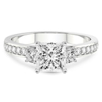 1.55 Ct Princess Cut Trilogy Three Stone Lab Diamond Ring in 14kt White Gold front image