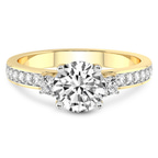 2.82 Ct Round Cut Trilogy Three Stone Lab Diamond Ring in 14kt Yellow Gold front image