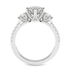 14kt White Gold Tiara Three stone Lab Diamond Ring side right image one