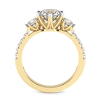 14kt Yellow Gold Tiara Three stone Lab Diamond Ring side right image one