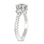 14kt White Gold Tiara Three stone Lab Diamond Ring standing product image one
