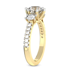 14kt Yellow Gold Tiara Three stone Lab Diamond Ring standing product image one