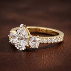 14kt White Gold Tiara Three stone Lab Diamond Ring color product image two