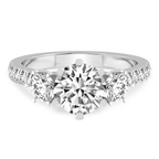 14kt White Gold Tiara Three stone Lab Diamond Ring front image