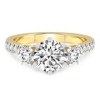 14kt Yellow Gold Tiara Three stone Lab Diamond Ring front image