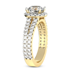 3.30 Ct Round Cut Luna Split Shank Halo Lab Diamond Ring in 14kt Yellow Gold left