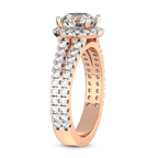 2.92 Ct Oval Cut Luna Split Shank Halo Lab Diamond Ring in 14kt Rose Gold left