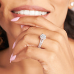 14kt White Gold Luna Split Shank Halo Lab Diamond Ring model image
