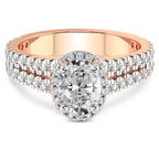2.92 Ct Oval Cut Luna Split Shank Halo Lab Diamond Ring in 14kt Rose Gold front image