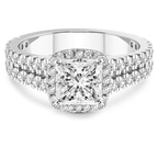 2.81 Ct Princess Cut Luna Split Shank Halo Lab Diamond Ring in 14kt White Gold front image