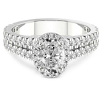 2.69 Ct Oval Cut Luna Split Shank Halo Lab Diamond Ring in Platinum front image