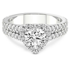 2.93 Ct Heart Cut Luna Split Shank Halo Lab Diamond Ring in 14kt White Gold front image