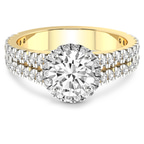 3.30 Ct Round Cut Luna Split Shank Halo Lab Diamond Ring in 14kt Yellow Gold front image