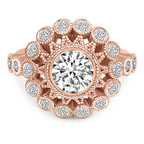 18kt Rose Gold Bloom Vintage Halo Lab Diamond Ring front image
