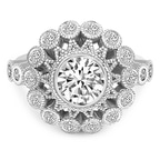 14kt White Gold Bloom Vintage Halo Lab Diamond Ring front image