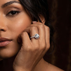 10kt Yellow Gold Entwined Love Halo Lab Diamond Ring model image