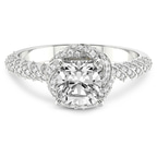 1.49 ct. cushion Entwined Love Halo Ring in 10kt white gold front image