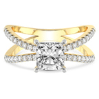 2.36 Ct Cushion Cut Dakota Criss Cross Lab Diamond Ring in 14kt Yellow Gold front image