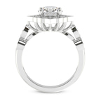 14kt White Gold Melody Vintage Halo Lab Diamond Ring side right image one