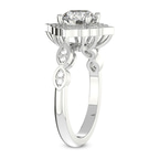 14kt White Gold Melody Vintage Halo Lab Diamond Ring standing product image one