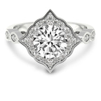 14kt White Gold Melody Vintage Halo Lab Diamond Ring front image