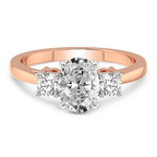 2.30 Ct OVAL Cut Intricacy Three stone Lab Diamond Ring in 14kt Rose Gold front image