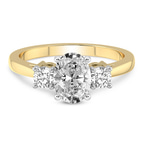 2.64 Ct Oval Cut Intricacy Three stone Lab Diamond Ring in 14kt Yellow Gold front image