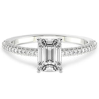 3.90 Ct EMERALD Cut Grace Micro pavé Eternity Lab Diamond Ring in 14kt White Gold front image