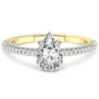 0.88 Ct Pear Cut Grace Micro pavé Eternity Lab Diamond Ring in 14kt Yellow Gold front image