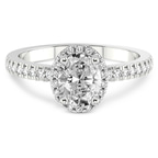 1.05 Ct Oval Cut Elle classic halo Lab Diamond ring in 14kt White Gold front image