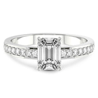 3.18 Ct Emerald Cut Charm Of Love Eternity Lab Diamond Ring in Platinum front image