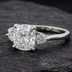 2.70 ct. heart Synthia Three Stone Ring in 18kt rose gold color product image one