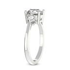 2.81 ct. pear Synthia Three Stone Ring in 10kt white gold standing product image one