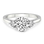 1.31 Ct Round Cut Synthia Three stone Lab Diamond Ring in 14kt White Gold front image