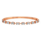 14kt Rose Gold Emerald & Oval Fusion Lab Diamond Openable Bangle Bracelet (1 Ct. Tw.) front image